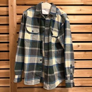 Orvis Plaid Flannel Blue, Green, Cream Button-Up Shirt